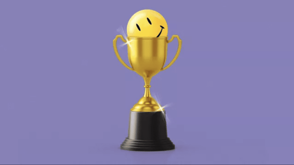 Smiling award trophy
