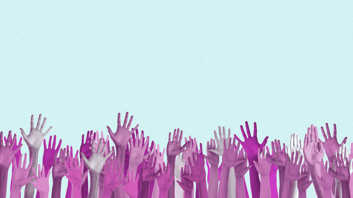 A community of hands raised in the air