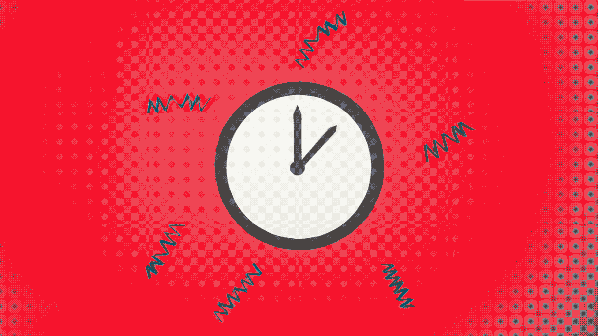 clock on a red background