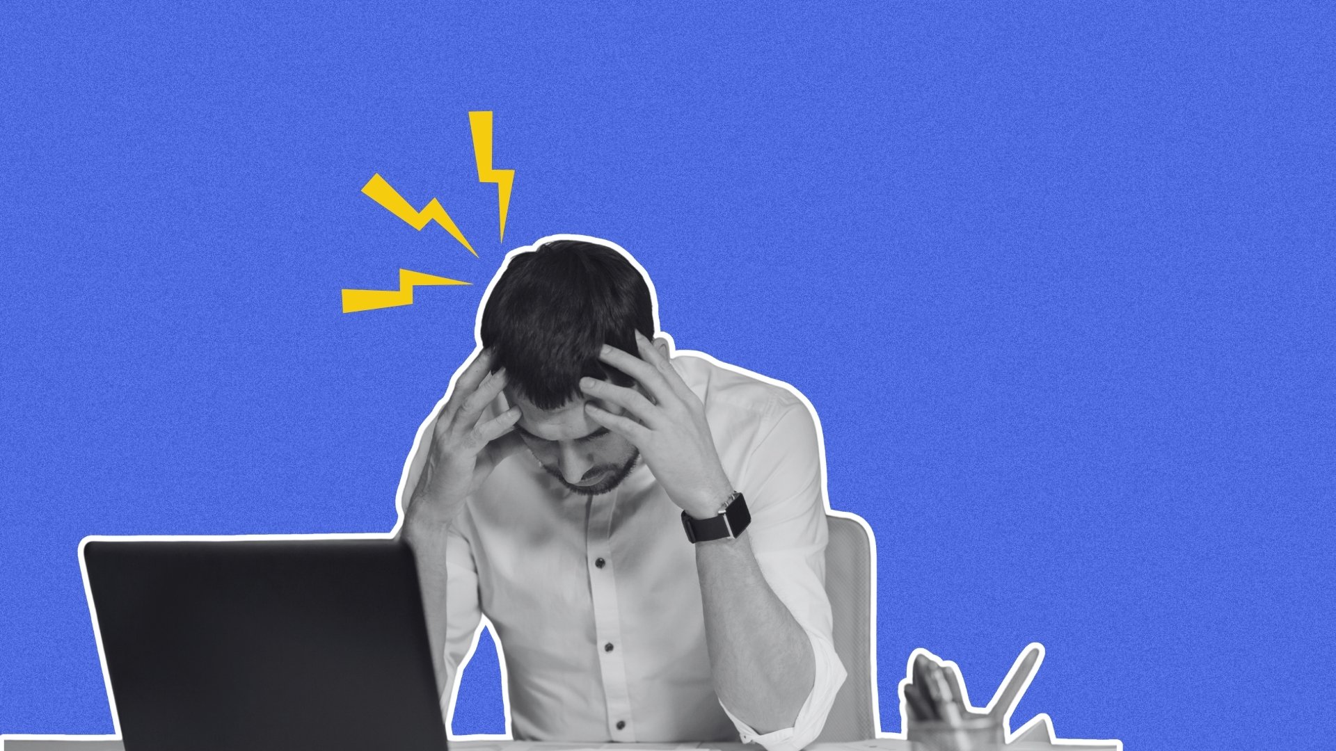 a frustrated man at a computer