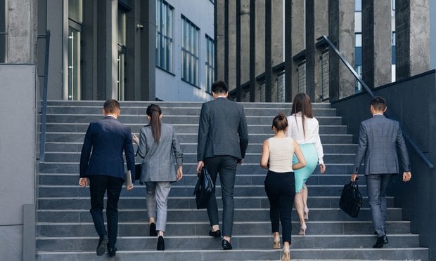 A group of workers walking together