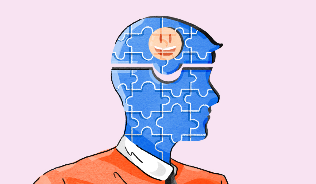 An illustration of a person whose head is a puzzle