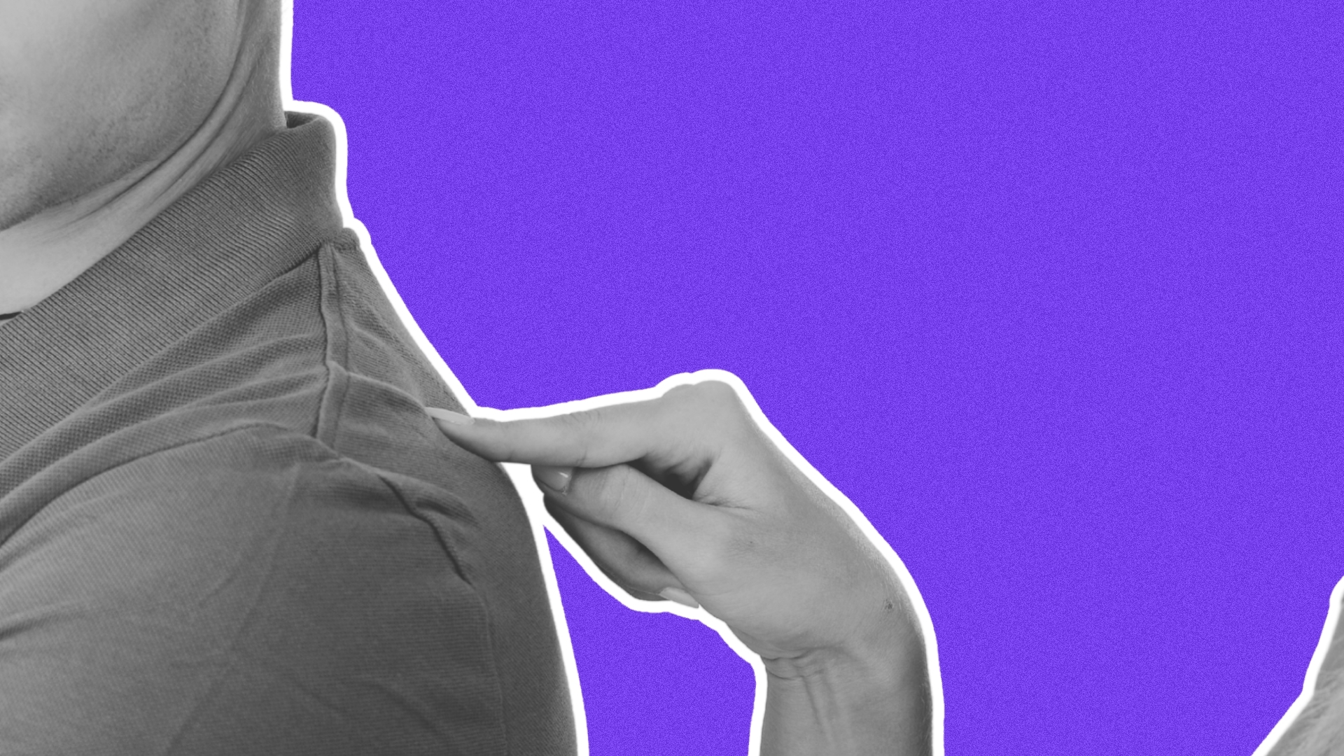 a hand tapping a person on the shoulder