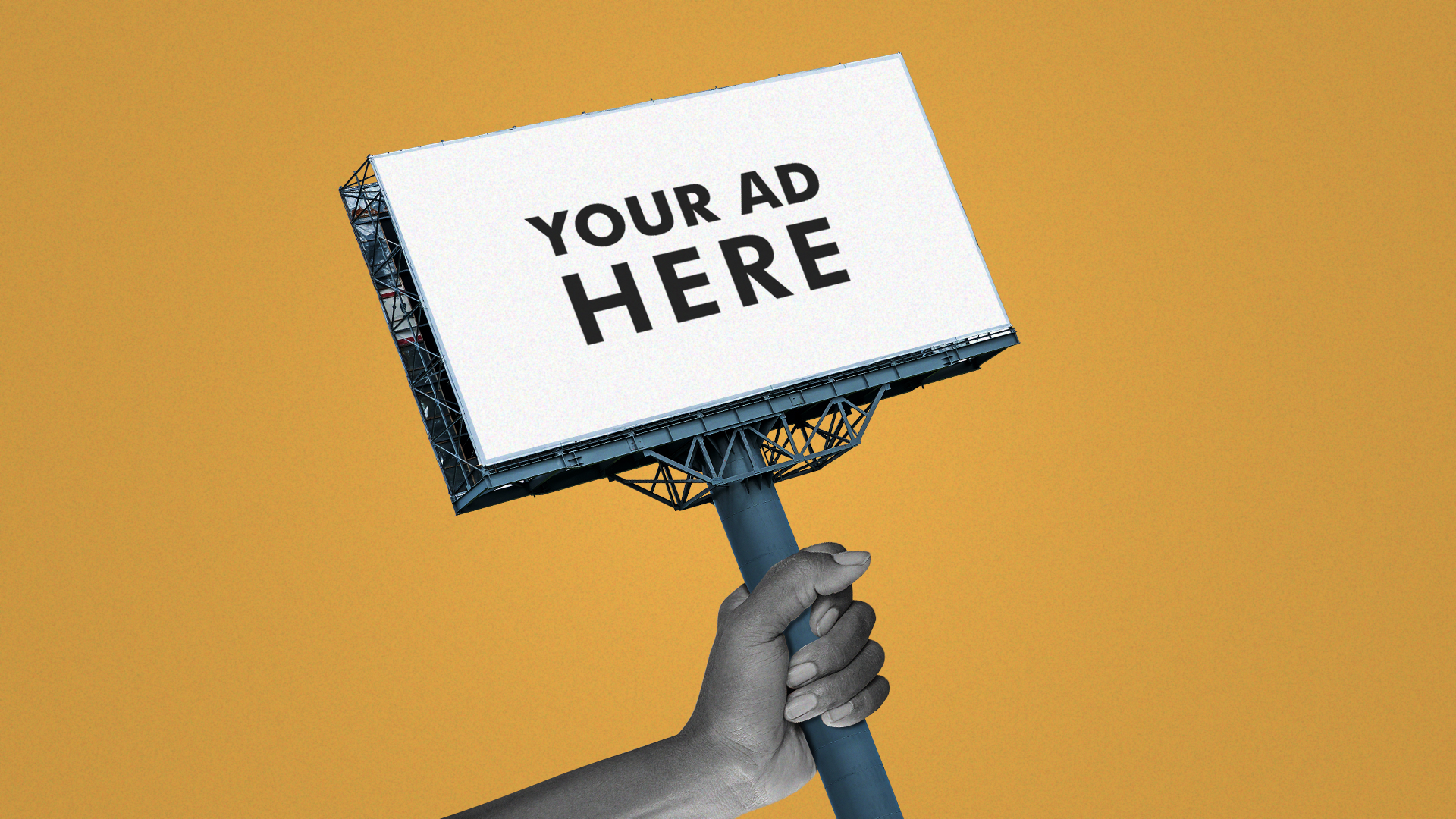 holding up a sign that says your ad here