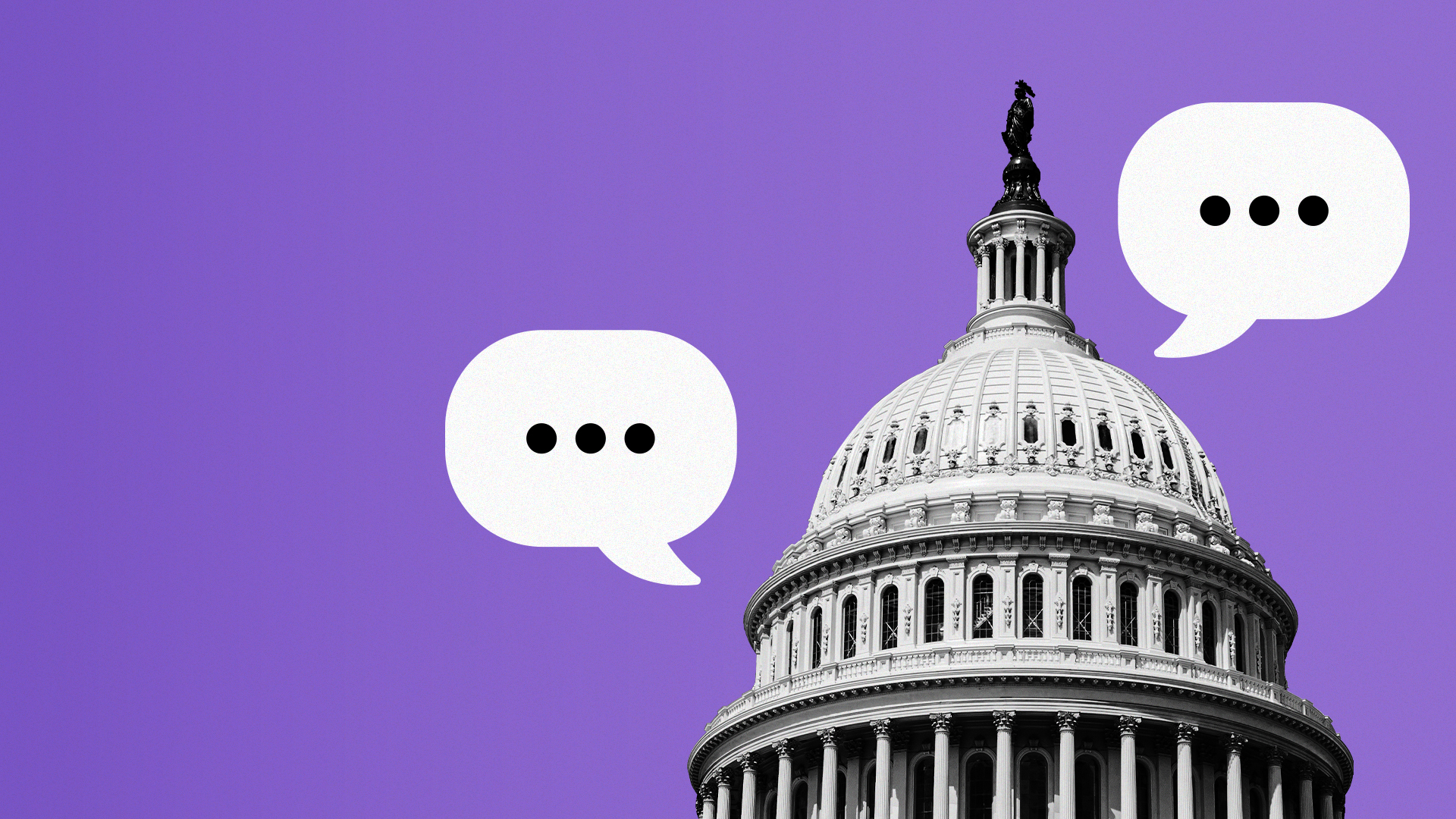 the capitol with speech bubbles coming off of it