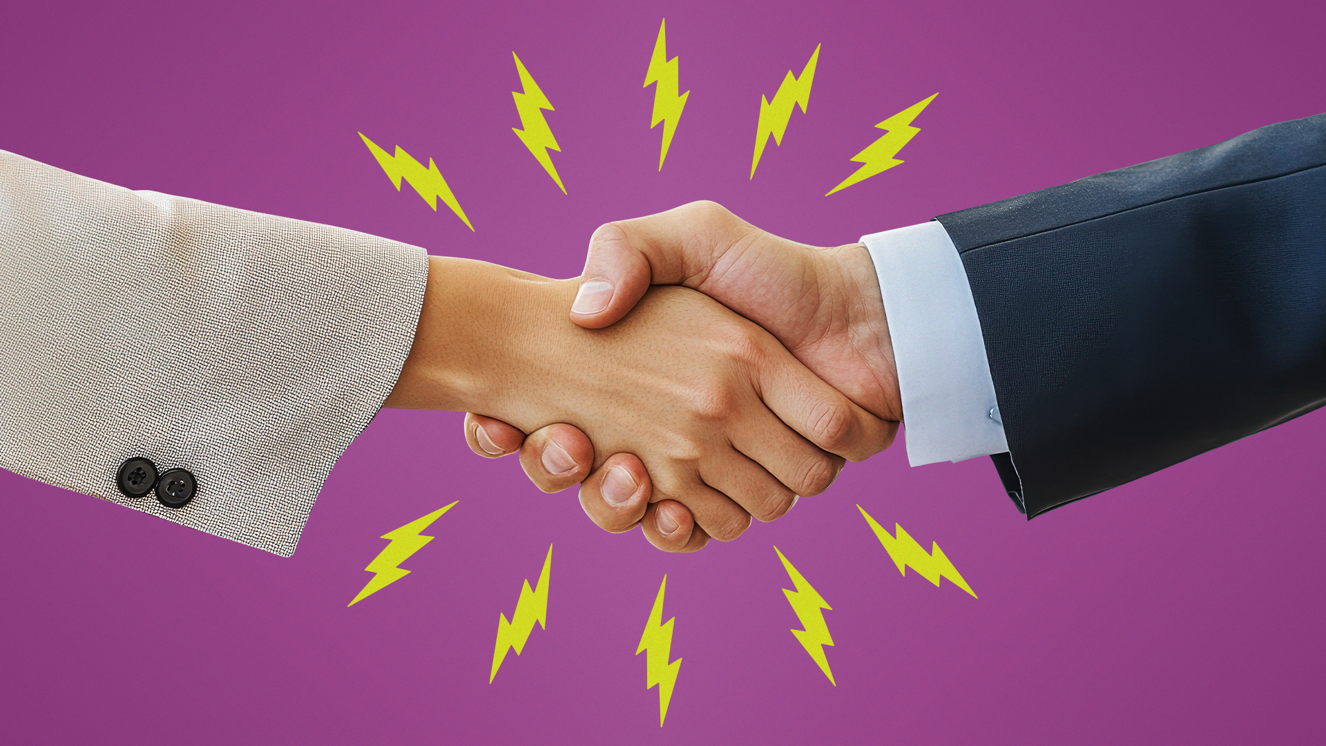 A handshake emitting electrical sparks