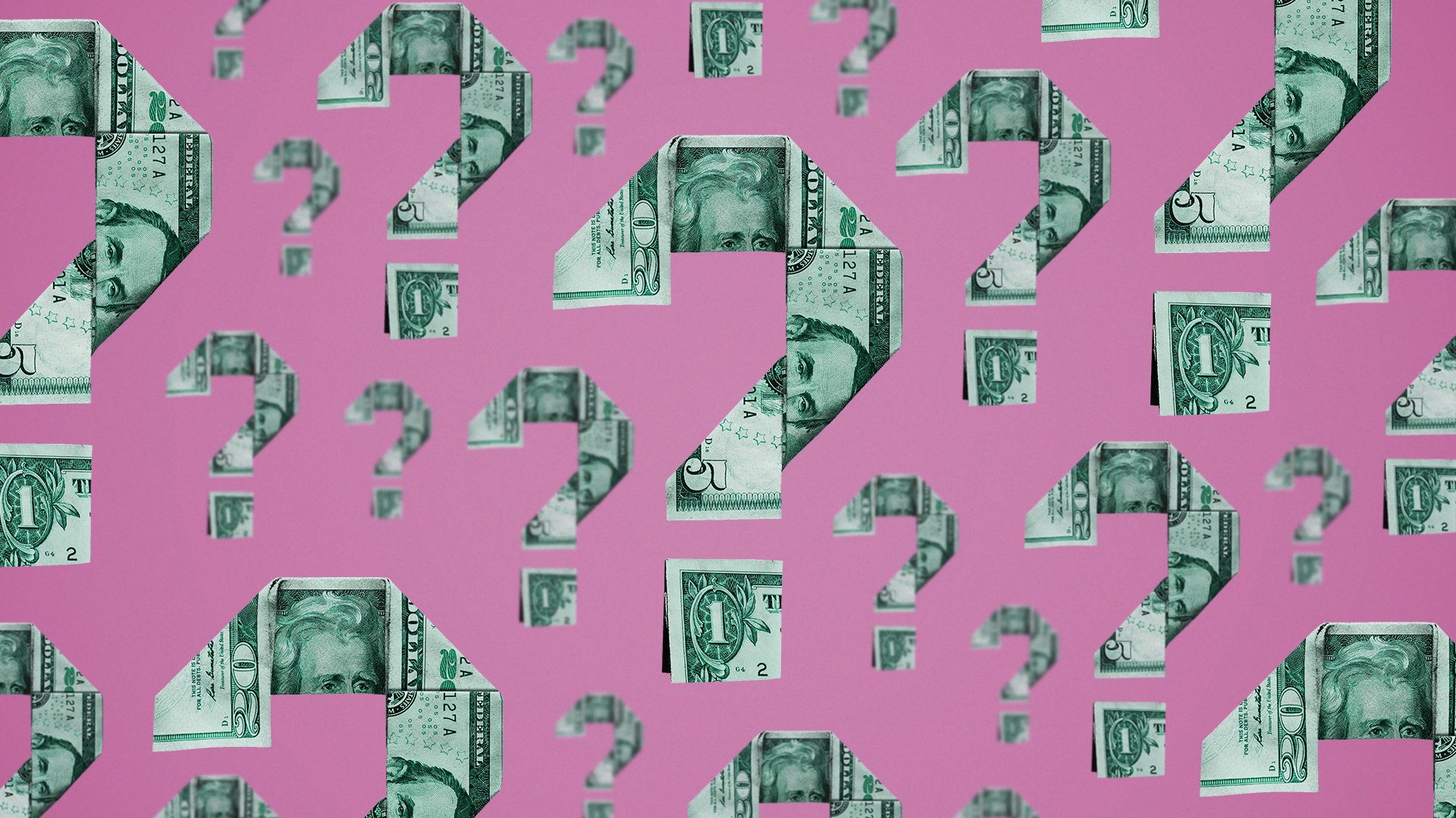 question marks made of money