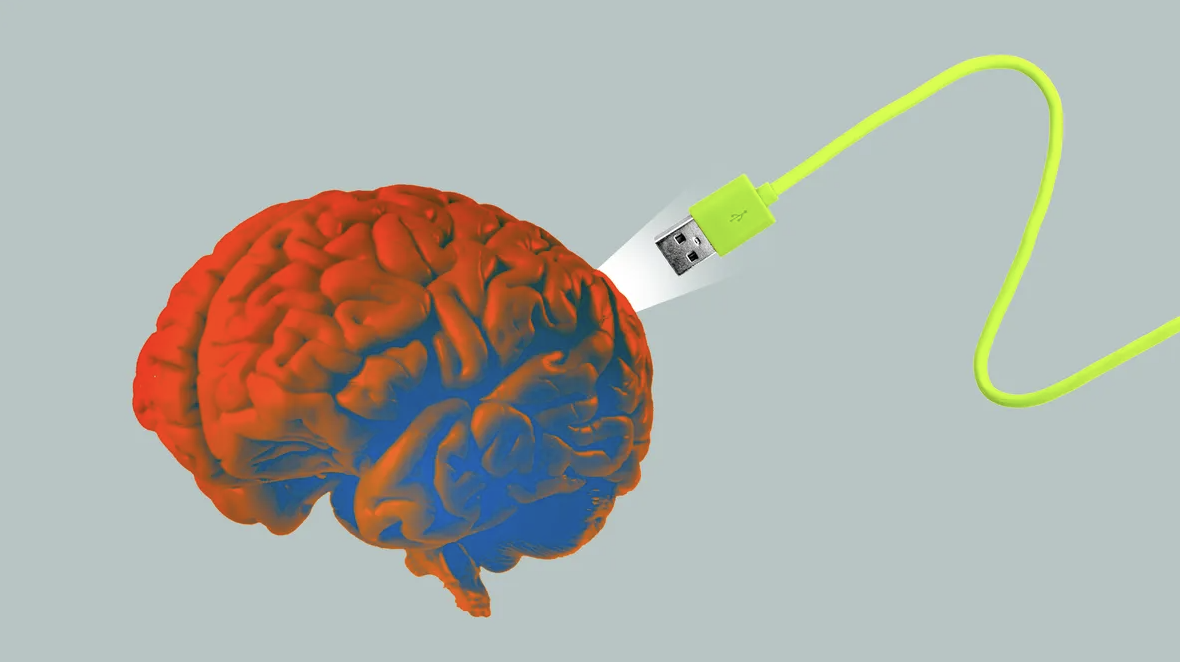 USB plugging into a brain