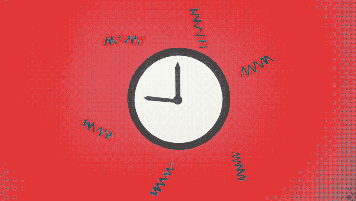 Clock on red background