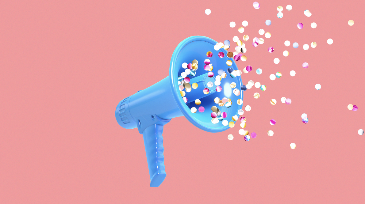 Megaphone with confetti 